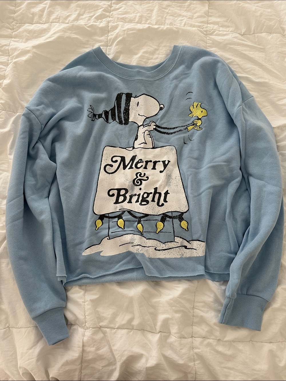 Grayson Threads Light Blue Peanuts 'Merry & Bright' Sweatshirt